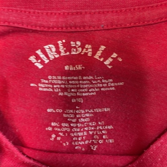 Fireball Whiskey Tastes Like Heaven Burns Like H*ll Red T-Shirt Large - Picture 3 of 7
